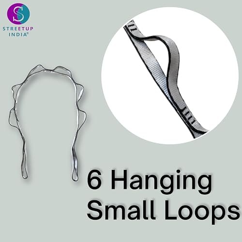 Image of Streetup India Nylon 6 Loop Strong Daisy Chain With Carabiner for Extension of Aerial Hammock, Yoga Swing| Climbing /Hanging Strap (Set of 2)