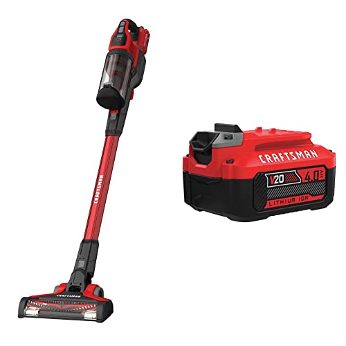 CRAFTSMAN V20 Cordless Stick Vacuum + 4Ah Battery Bundle