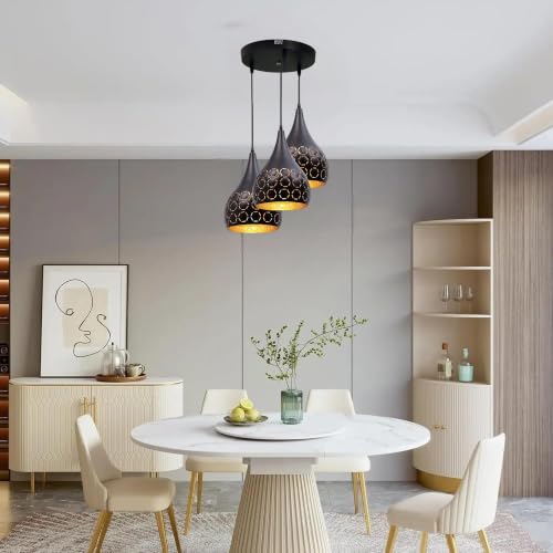 Image of GreyWings 3 Light Hanging Light for Home, Black Aluminium Pendant Light with E27 Holder | Designer Ceiling Hanging Lamp for,Bulb Not Included, Cluster Set