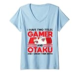 Photo Gallery donna ho due titoli gamer e otaku anime maglietta con collo a v Photo Gallery donna ho due titoli gamer e otaku anime maglietta con collo a v