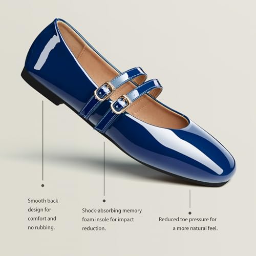 Mary Jane Flats | Square Toe Patent Leather Flats | Causal Dressy Business Flat Shoes2
