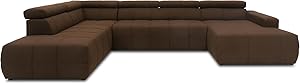 DOMO. collection Sofa Brandon, Wohnlandschaft mit Rückenfunktion in U-Form, Polsterecke, Eckgarnitur, Polstergarnitur 359 x 228 x 80 cm (BxTxH), Dunkelbraun The Forest Stewardship Council