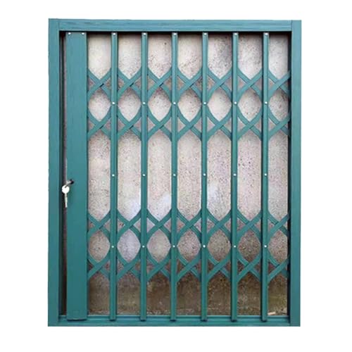 HJZALMI Barra Sicurezza Pieghevole Antieffrazione per Finestre, Inferriate Sicurezza in Lega Alluminio con Serratura, Cancelletto Scorrevole, Sicurezza Casa(80x100cm)