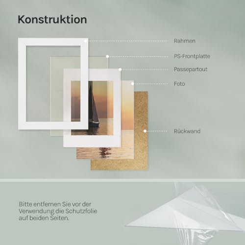 WOLTU Bilderrahmen 13x18, 10er set, MDF-Holz Fotorahmen mit Passepartout – Ansicht 4