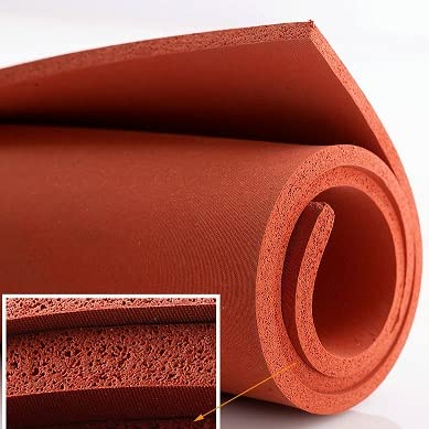 Priyanshu Decor High Temp. Heat Resistant Silicon Sponge Foam Rubber Sheet 1 Ft. x 1 Ft. x 6mm Thickness, Red (Pack of 1).