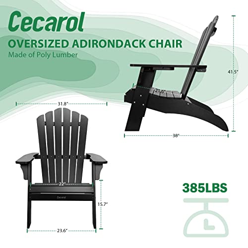 Cecarol Oversized Adirondack Chair, Patio Fire Pit Chair With 2 Cup Holders, 385Lb Weight Capacity, All Weather Resistant And Durable Outdoor Chairs For Poolside, Lawn, Garden, Black-Ac01 #TOP2