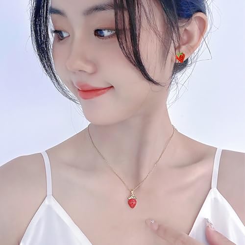 Strawberry Jewelry Set - Earring and Necklace Sets, Cute Big Red Earrings, Funny Necklace, Accessories, Costume Jewelry for Women2