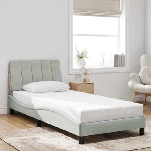 Homgoday Canapé sin colchón gris claro 80 x 200 cm terciopelo muebles cama marco cama estructura estructura estructura cama marco cama marco moderno estructura de salón dormitorio