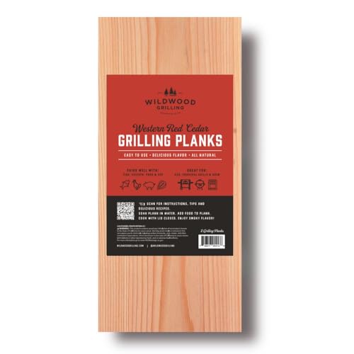 Wildwood Grilling Signature 5” x 11” Cedar Grilling Planks (2-Pack) - USA-Made & Sourced - Adds Delicate, Earthy Flavor to Food - 100% Natural Product for Fish, Seafood, Veggies & Fruit