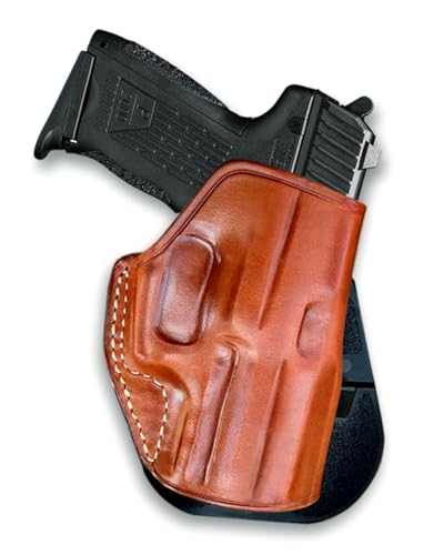 Masc Premium Leather OWB Paddle Holster with Open Top Fits HK-Type P30 SK Subcompact 9mm 3.27' Barrel, Right Hand Draw, Brown Color #1203#