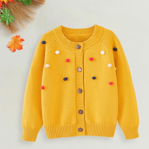 Toddler Baby Girl Knit Cardigan Sweater Newborn Cute Warm Buttons Sweatshirt Crewneck Lightweight Long Sleeve Pullover2