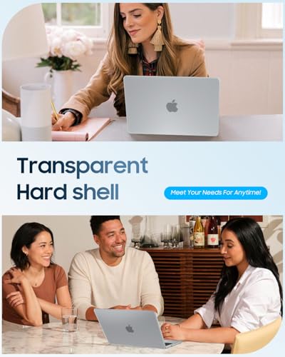 Image of Fintie Case for MacBook Air 13.6 A3449 /A3240 /A3113 /A2681, Frost Clear | 2022-2026, M2 /M3 /M4 /M5, Snap-On Shell Cover, Full Port Access, Easy On /Off, Lightweight