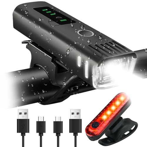 LED Bike Lights for Night Riding Front and Back, USB Bicycle Lights Front and Rear Rechargeable, Super Bright Bike Light Set with 6+4 Lighting Modes, Waterproof Bike Light for Mountain, Night Riding LED Bike Lights for Night Riding Front and Back, USB Bicycle Lights Front and Rear Rechargeable, Super Bright Bike Light Set with 6+4 Lighting Modes, Waterproof Bike Light for Mountain, Night Riding
