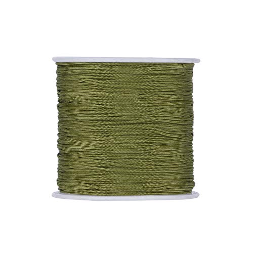 100 Yards Olive Nylon Beading String Cords 0.8mm Chinese Knotting Cord Braided Nylon Thread Wires for Kumihimo Knotting Wrapping Beading Macrame Bracelet Jewelry Making