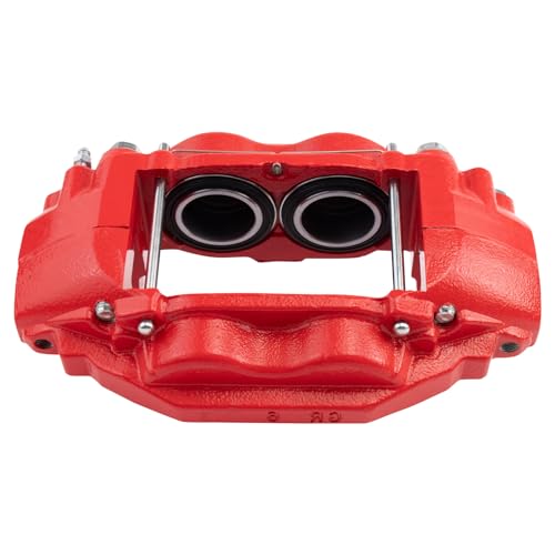 Image of TRQ Front Right Brake Caliper w /Bracket Performance Red Passenger Side | For 2016-2022 Toyota Sequoia 2016-2021 Tundra