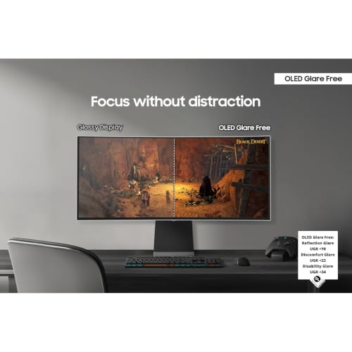 Image of Samsung 34 inch Odyssey OLED G8 G85SD Curved Gaming Monitor UWQHD 3440x1440, 175Hz, 0.03ms, G-Sync Compatible, OLED Glare Free Bundle with Deco Gear HDMI Cable & Screen Savvy Guidebook