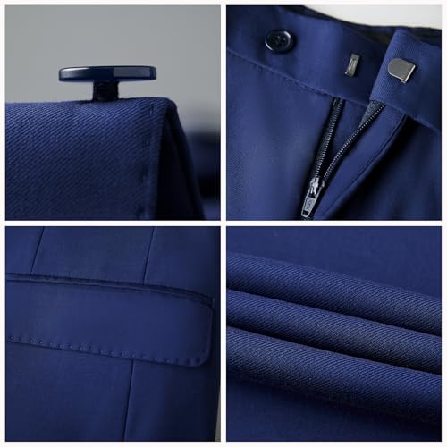 Mens 2 Piece Suit Slim Fit Double Breasted Solid Color Tuxedo Blazer Pants for Prom with Tie4