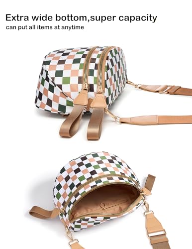 Image of FEIBOON Spacious Checkered Nylon Crossbody Bag Bum Bag Handbags Wallets for Women