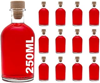 casavetro 250ml Glass Bottles with Cork Lids 12 Pcs Reusable Airtight Glass Bottle for Home Made Sloe Gin Liqueur Schnapps Wine Cider Soda Vodka Vinegar Oil Bottles - New-Bost (12 x 250 ml)