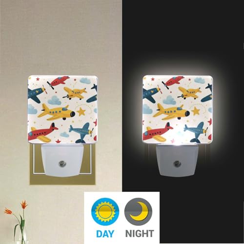 Lámpara de noche infantil avión multicolor LED sensor miniatura 5
