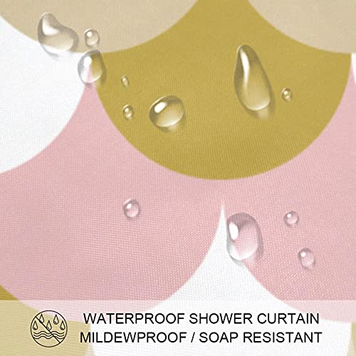 Rideau de douche queue de sirène or rose anti-éclaboussures pour sol sec