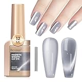 Bevimee Cat Eye Gel Nail Polish Silver Cats Eye Gel Polish Magnetic Polishes for Nail Art Long Lasting UV Gels Silver 12ml - Image 8