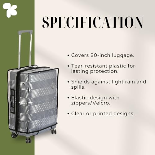 Image of AMPEREUS Trolley Bag Cover | Suitcase Cover Small Size | Durable Luggage Transparent Cover for Travel | Protective & Waterproof Bag Covers for Trolley Suitcase (20 inch)