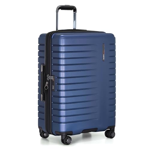Traveler's Choice Archer Polycarbonate Expandable Luggage with Spinner Wheels, Blue, Checked 26-Inch