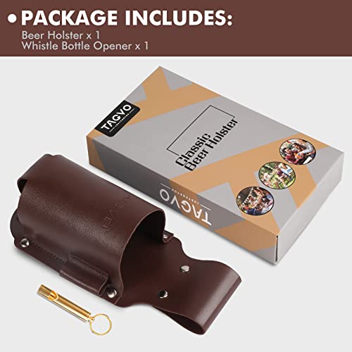 Tagvo Beer Holster, Leather Classic Beer Holster Bottle Holders - Brass Whistle Bottle Opener Included #TOP5