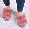 COFACE Fuzzy Slippers for Women Open Toe Orthopedic Slippers Arch Support Fax Fur Slides Plantar Fasciitis Woman House Slippers Indoor