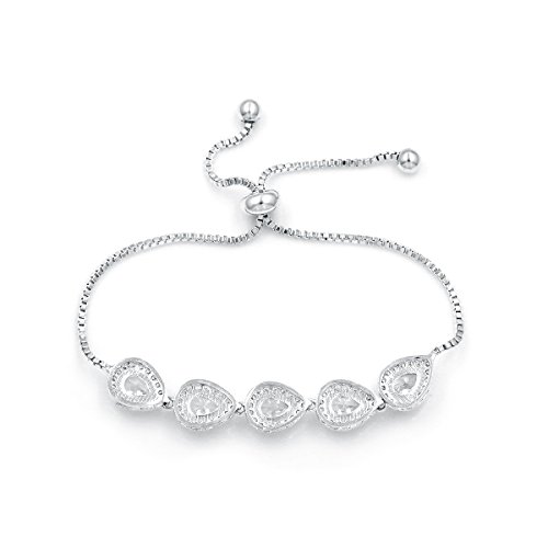 WeimanJewelry Cubic Zirconia CZ Wedding Bridal Pear Cut Adjustable Teardrop Chain Bracelet for Women Lady3