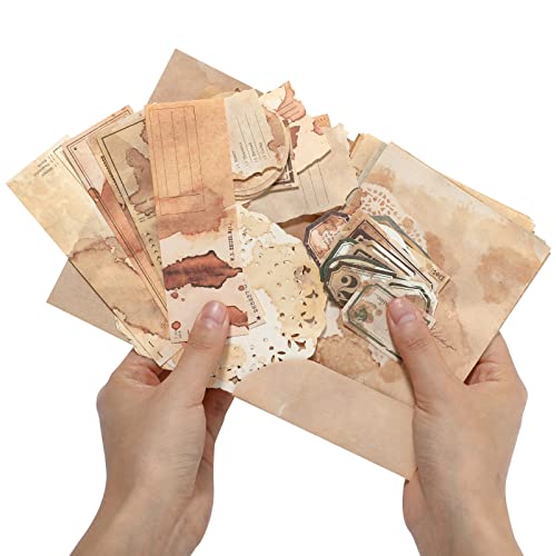 Vondyu 65 Pieces Vintage Scrapbooking Supplies Kit, Coffee Themed Scrapbook Paper Aesthetic Decorative Craft Paper For Junk Journal Supplies, Card Making, Planners, Collage #TOP19