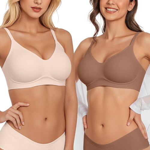 Image of Vertvie Wireless Bras for Women Full Coverage Supportive Seamless Bralettes No Underwire Push Up Comfort Soft T-Shirt Bra