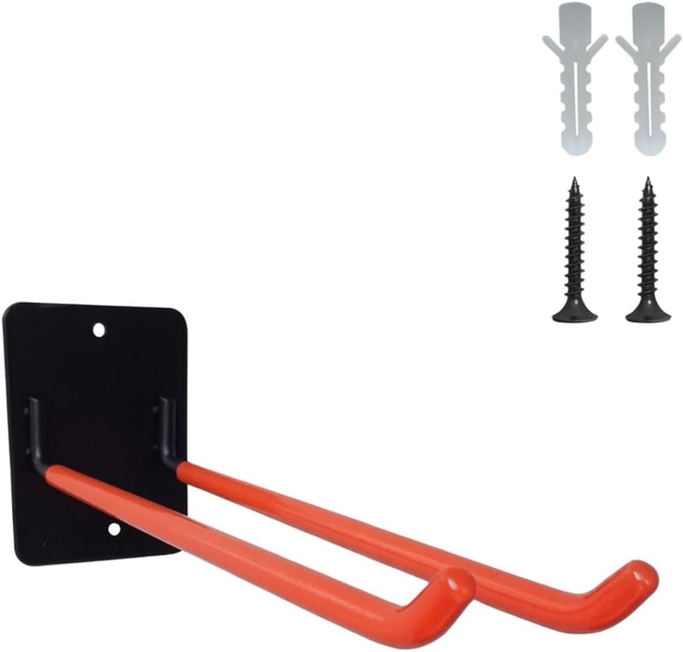 Iron Wall-Mounted Tool Rack, Compact Garage Storage Organizer for Hand Tools & Long-Handle Items, Vertical Metal Holder with Hardware (Black, 1 Pack)
