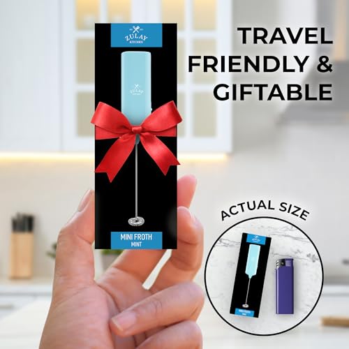 Image of Mini & Mighty Milk Frother Wand - Powerful Handheld Coffee Frother, Battery Operated Drink Mixer - Compact Pocket Size - Detachable Whisk for Latte, Cappuccino, Matcha, Hot Chocolate