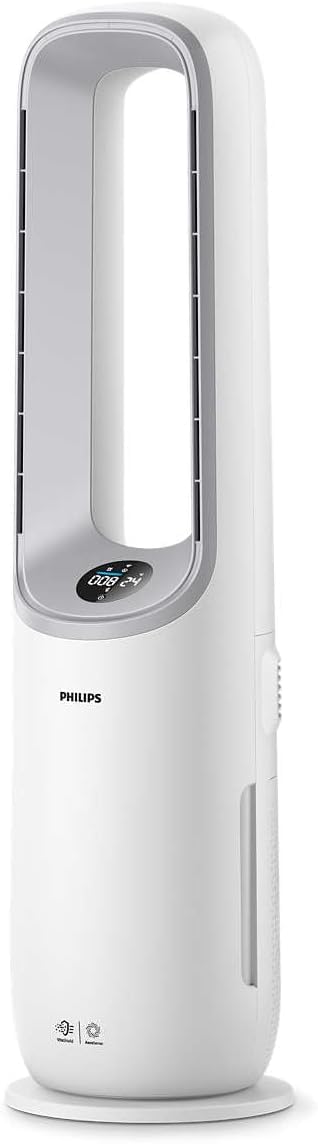 Philips Purificateur d'air Série 7000 - Purificateur & Ventilateur 2en1, jusqu'à 70 m², Élimine 99,97% des Allergènes et Polluants, Filtre HEPA, Capteurs Intelligents, Appli Air+, Blanc (AMF765/10)