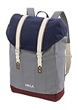 MELAWEAR MELA V Rucksack aus Bio Baumwoll Canvas - Hochwertiger Damen & Herren Tagesrucksack aus 100% nachhaltigen Materialien - GOTS & Fairtrade, Farbe:blau/grau/burgunderrot