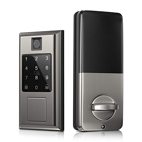 Super Brands Security Smart Door Lock with Fingerprint Recognition, Oasbike Bluetooth Smart Door Lock, Touchscreen Keypad, Keyless Entry Door Lock Featuring Auto-Locking, Compatible with Alexa & Google Assistant