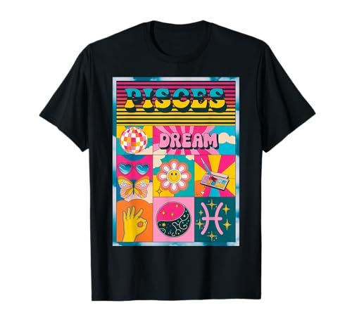 Horóscopo retro colorido del zodiaco de Piscis Camiseta