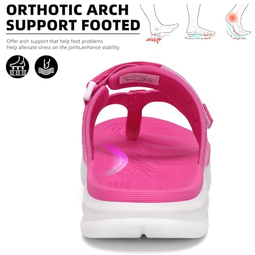 Image of Womens Platform Arch Support Flip Flops | Summer Wedge orthotic Slide Sandals footbed Thong Sandals for Pool Beach