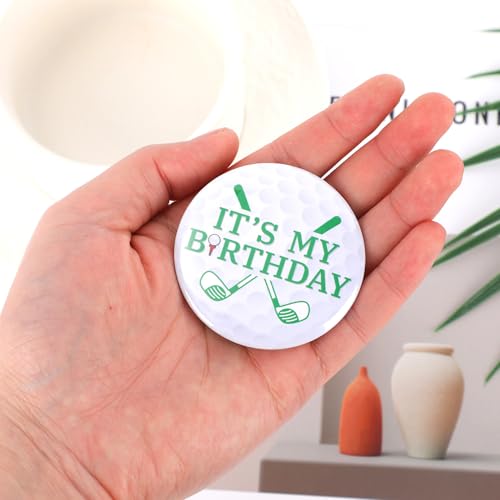 Its My Birthday Pin, 5.8cm/2.3in Golf Theme Happy Birthday Button Round Badge for Men Women Kids Adults Celebration Party Favor Decoration & Gift Supplies