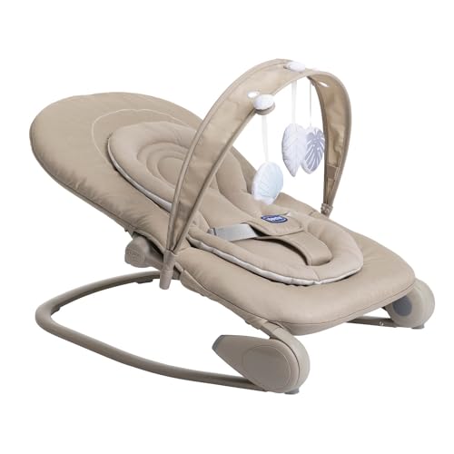 Chicco Hooplà Hamaca Bebé hasta 18 kilos, Funciones Columpio y Sillón, con Barra Juego, Respaldo Ajustable y Cojín Reductor, Mecedora niños, Amaca Bebé, Cierre Compacto, Beige