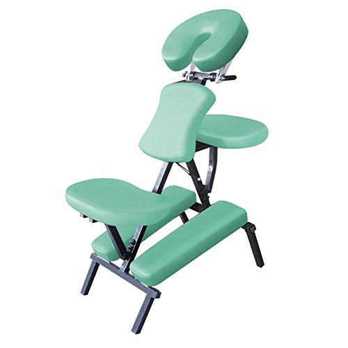 Mari Lifestyle Silla de Masaje Portátil Ligera en Acero | Uso en Terapia de Masaje, Spa y Quiropráctica | Salón de Belleza, Estética, Tatuaje, Hogar y Oficina | Con Estuche de Transporte - Verde
