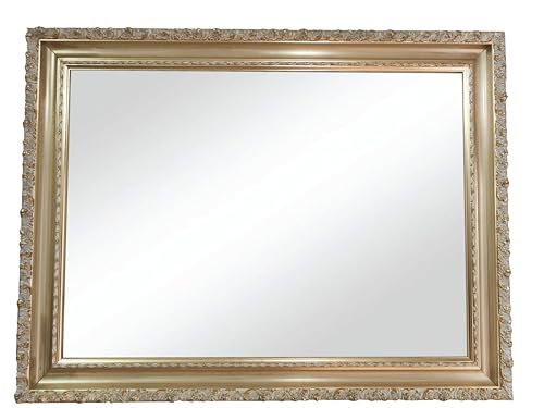 Espejo de pared clásico hecho a medida con marco dorado y marfil, 10 cm de ancho, espejo decorativo rectangular – Diseño elegante para casa y oficina 90 x 190 cm