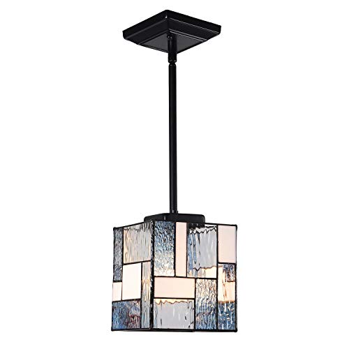 Hottest Sale ARTZONE Tiffany Pendant Lighting Fixtures 6" Wide Stained Glass Hanging Lamp for Dining Room Kitchen Island