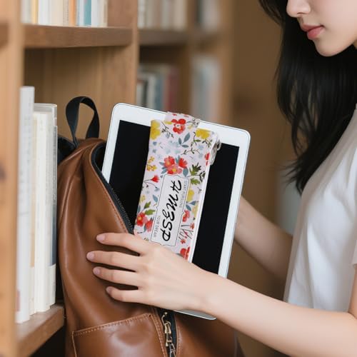 Image of Adjustable Elastic PU Pen Holder for Notebook, Stationery School Supplies Zipper Bag for Journals, Book,Planners,Black Flower,3 PCS