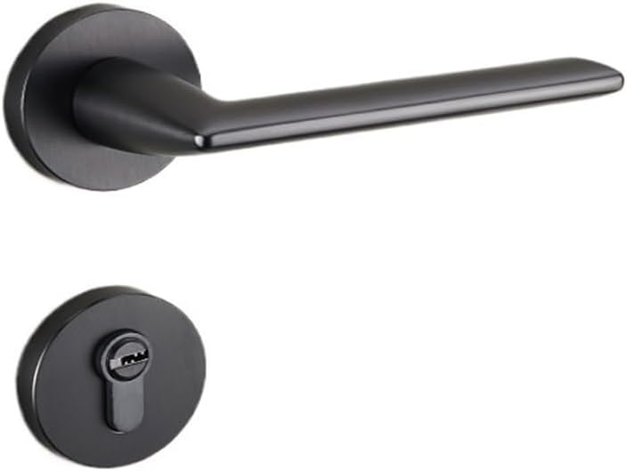 Indoor zinc Alloy Silent Split Lock Bedroom Wooden Door Door Handle Villa Mechanical Handle Lock(D31 S971 Matte Black)