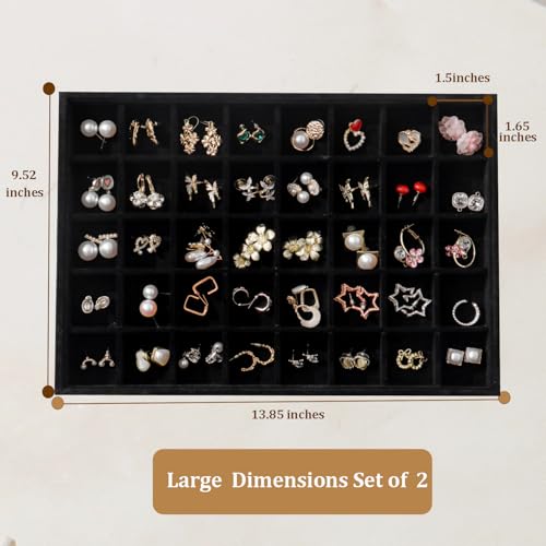 Image of Large Velvet Jewelry Tray Display Drawer Inserts 2 Pack