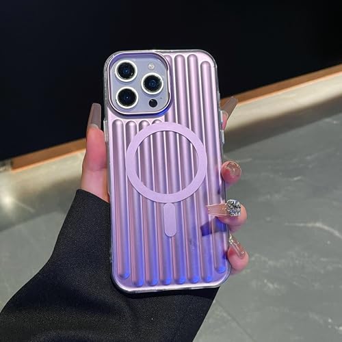 HJZSZX For iPhone 15 Pro Max�p �t���X�gPC�X�g���C�v �}�O�l�b�g���d�b�P�[�X ���C�����X�[�d �g�`�ϏՌ��J�o�[ (For iPhone 15 Pro Max�p/�p�[�v��)