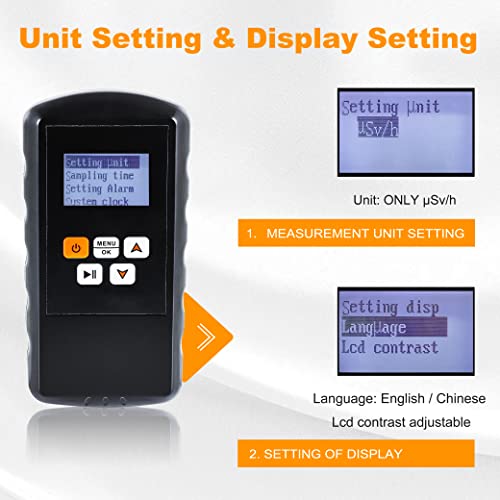 Hanchen Nuclear Radiation Detector Geiger Counter Dosage Alarm Device Dosimeter Monitor Portable Digital Meter High Sensitivity Accuracy
